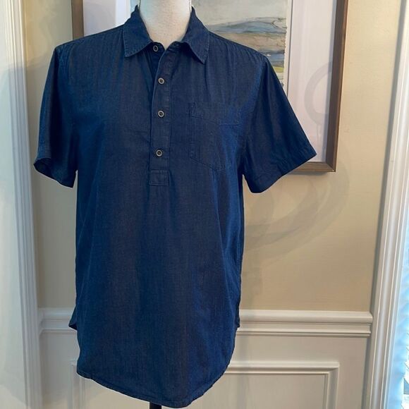 Prana Denim-Look Popover Top - Picture 1 of 7